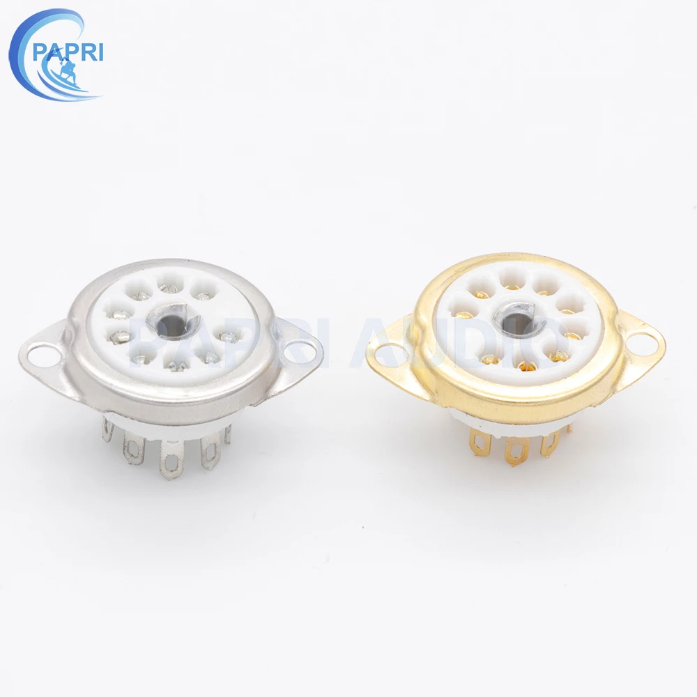 

2PCS Chassis Mount Ceramic B9A Gold Plated 9Pin Vacuum Tube Socket Panel Audio Guitar Tube For 12AX7 12AU7 12AT7 EL84 6922 5670