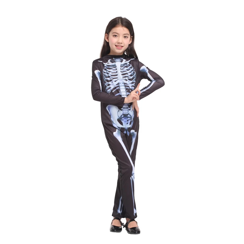 Детский карнавальный комбинезон со скелетом для девочек | Тематическая одежда и