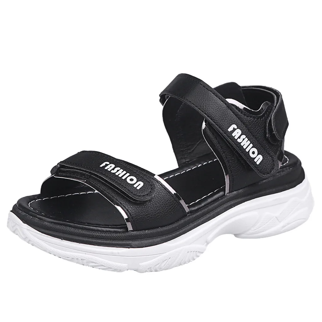 

comemore New Sports Sandals Ladies Platform Shoes Woman Mid Heel Muffin Thick Bottom Hook Loop Fashion Casual Black Summer Shoes