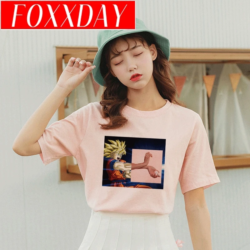 Женская футболка в стиле Харадзюку с круглым вырезом и принтом панк Повседневная