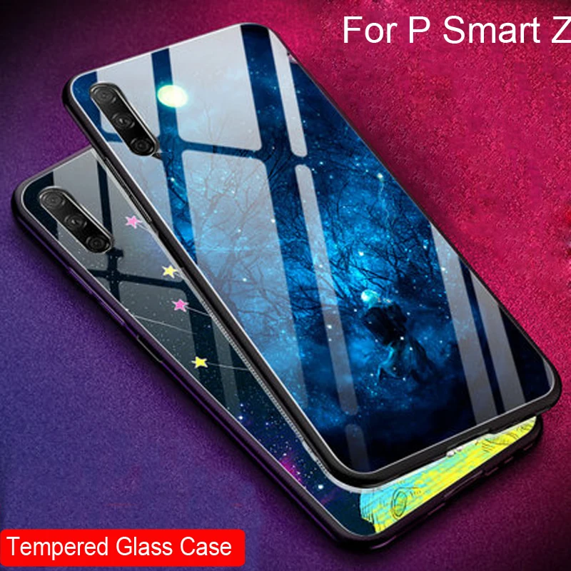 Чехол из закаленного стекла для Huawei P Smart Z силиконовая Мягкая задняя крышка чехлы