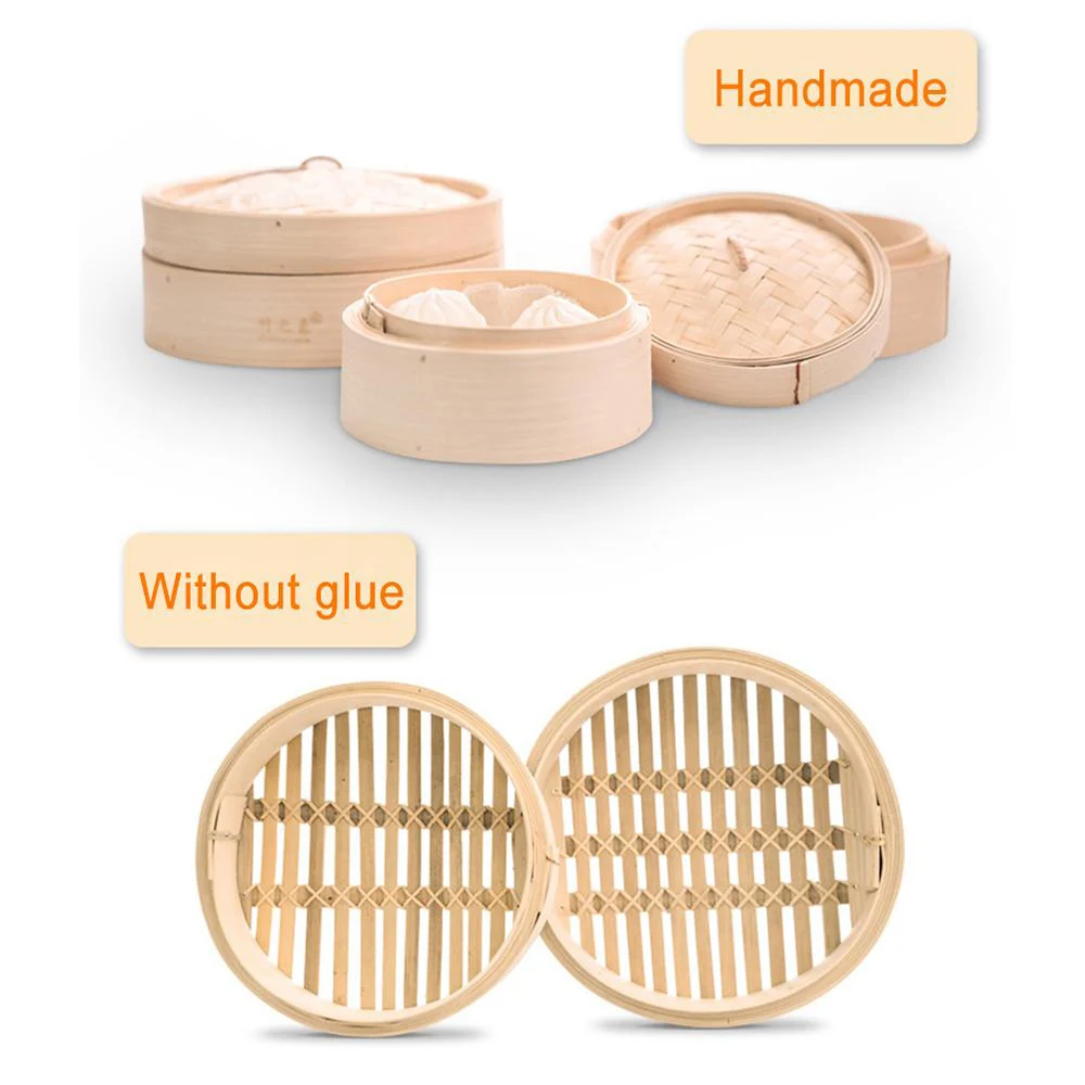 Бамбуковый отпариватель с крышкой в одной клетке для рыбы овощей корзины закусок