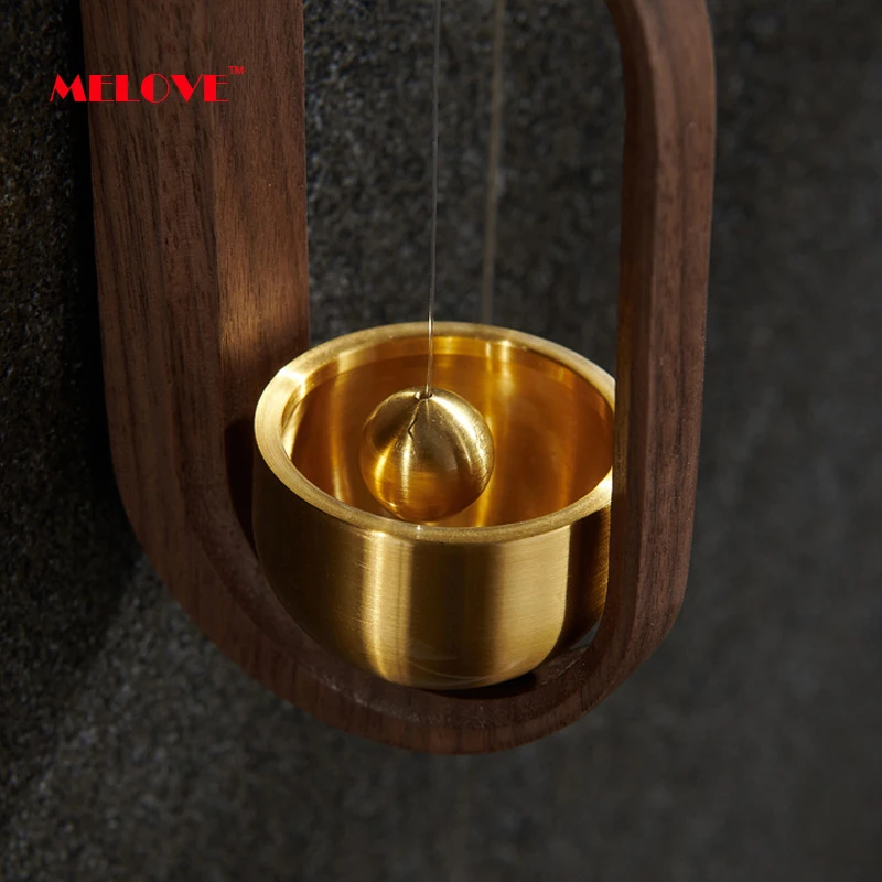 

Creative Japanese-style Wood Copper Doorbell Room Decoration Reminder Bell Refrigerator Paste Copper Bell Housewarming Gift