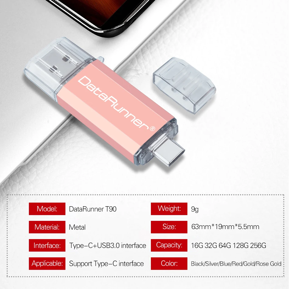 DataRunner Тип C USB флеш-накопители 128 Гб OTG флэш-накопитель 16 ГБ 32 64 256