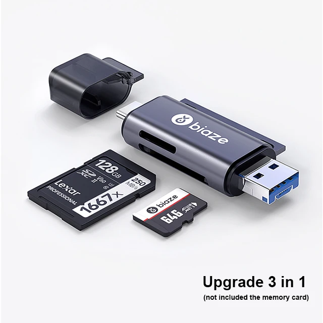 Upgrade 3 in 1 Biaze USB-C кард-ридер USB 2,0 Micro SD TF карты OTG карта памяти адаптер для ПК ноутбуков телефонов Тип C Micro USB SD кард-ридер - Цвет: Upgrade 3 in 1