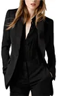 Женский брючный костюм, черный костюм из пиджака и брюк, деловой костюм, формальная офисная форма, брючный костюм