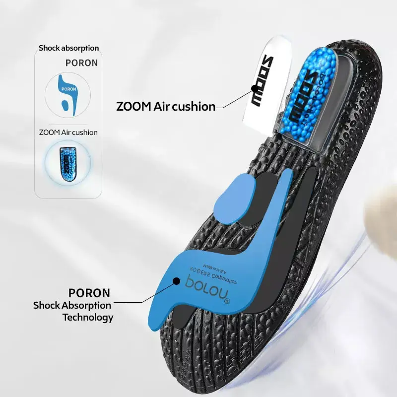 Arch Support Sports Shoes Insoles ZOOM Cushioning PORON Forefoot Shock Absorption Cushion Inserts Basketball Shoe Pad Men Women