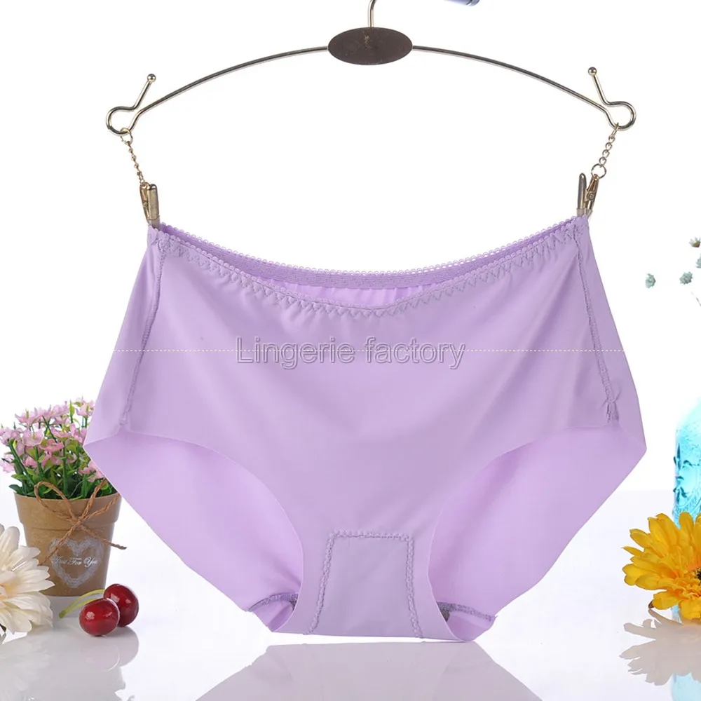 Purple Сексуальные женские бесшовные трусики больших размеров 5XL, однотонное нижнее белье, шелковое нижнее белье, индивидуальный дизайн - Цвет: Purple