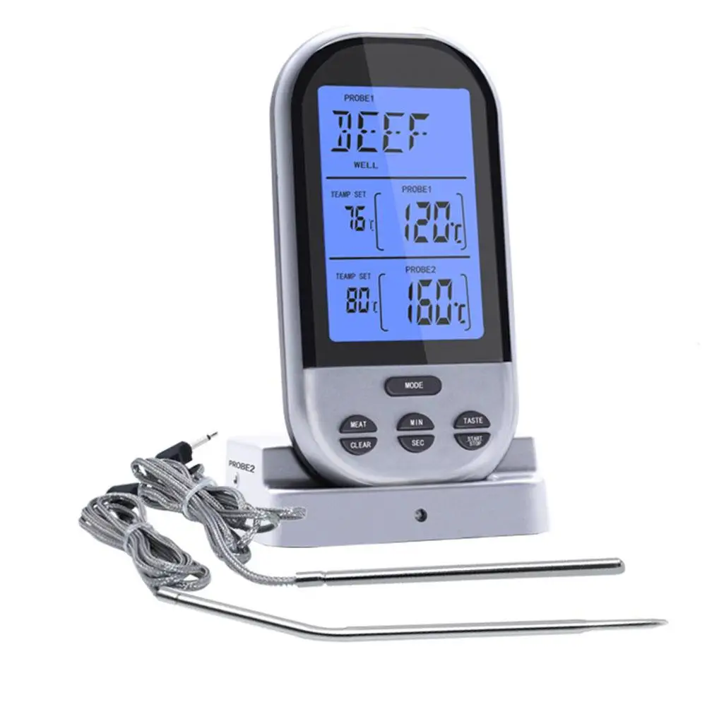 

Digital Meat Thermometer with Waterproof Dual Probe Wireless Remote Thermometer for BBQ, Oven, Smoker, Grill