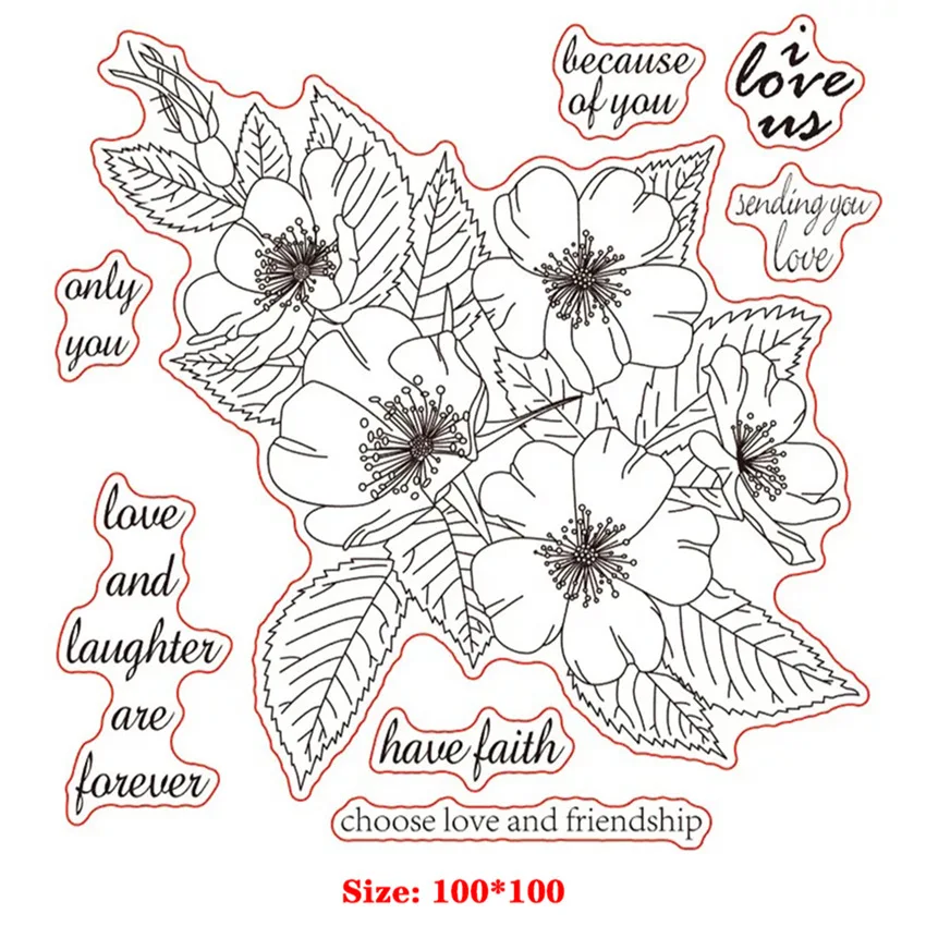 Силиконовые прозрачные штампы для скрапбукинга и вырезания надписей с цветами