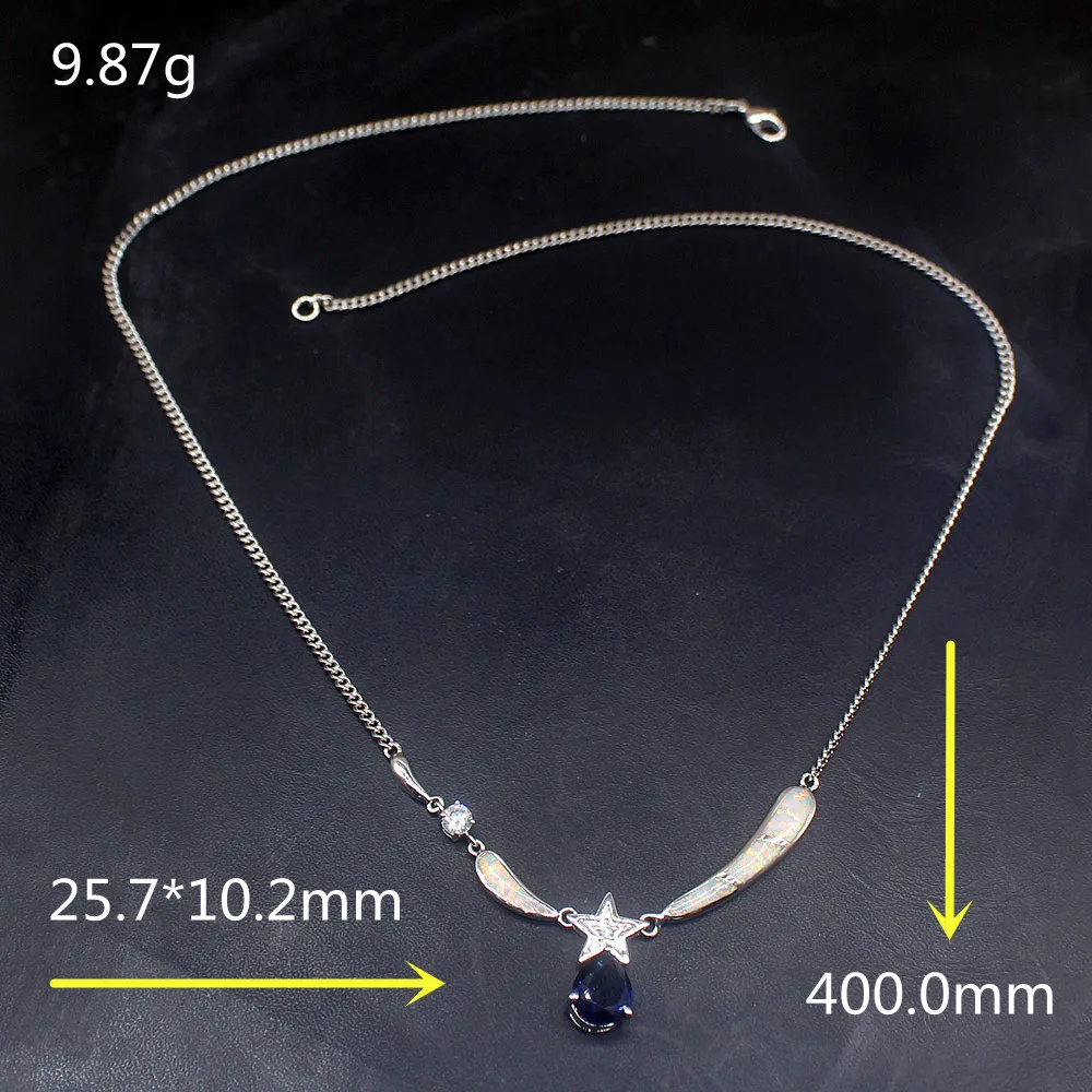 Comprar Hermosa De Piedras Preciosas Naturales Precioso ópalo Blanco Zafiro Amuletos De Zirconio De 925 Collar De Cadena De Plata Para Las Mujeres, Las Niñas 20214573