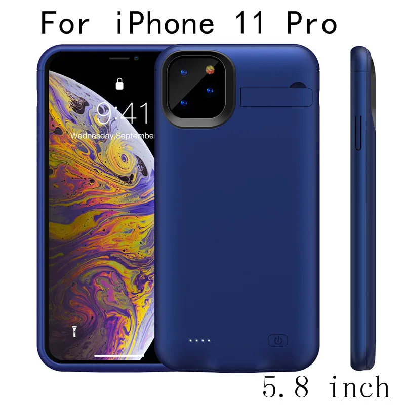 Чехол для зарядного устройства для iPhone 11, тонкий ударопрочный внешний аккумулятор, зарядная крышка для iPhone 11 Pro Max, зарядное устройство, задняя упаковка - Цвет: i11 Pro-Blue