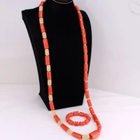 dudo 45 inches african jewelry set nigerian wedding costume long deign nigerian wedding jewelry for men orange and gold