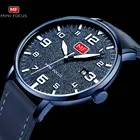 Часы наручные мужские с календарем, спортивные армейские Роскошные брендовые Водонепроницаемые Синие с кожаным ремешком, водонепроницаемые мини-фокус, 0158