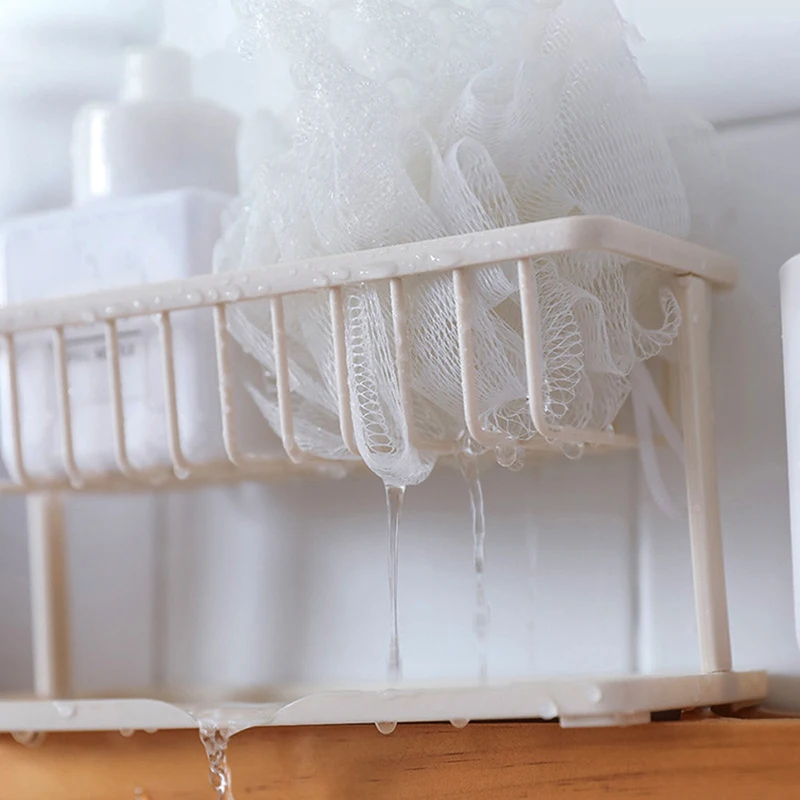 

Kitchen Sink Double-Layer Drain Rack Sponge Soap Storage Racks Simple Bathroom Cosmetic Storage Countertop Organizing Shelf