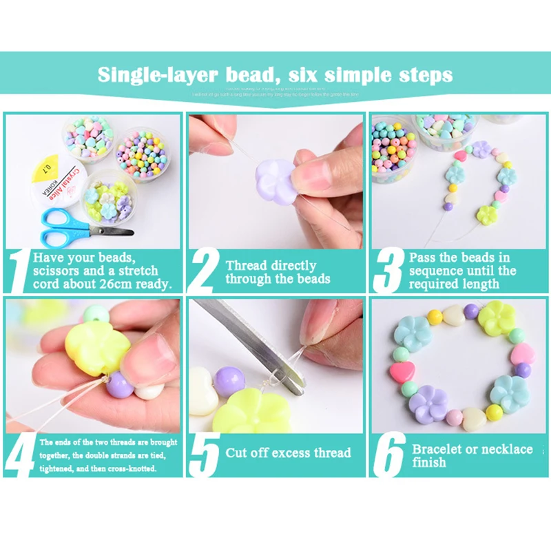 Детский набор из бисера ручной работы акриловых бусин с маленьким медведем