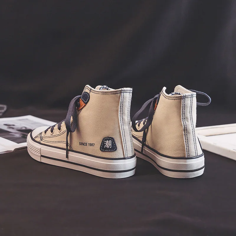 

Woman Shoes 2021 Spring New Fashion Women Canvas Shoes Casual Breathable Solid High Top Women Casual Shoes Sneakers Woman