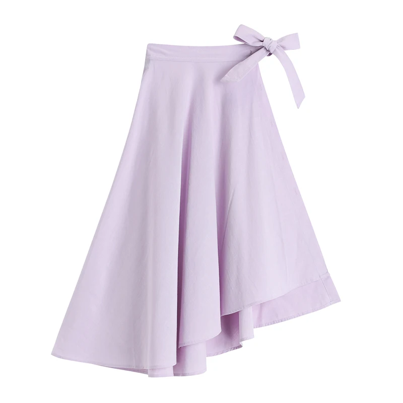 

Summer Irregular Design New Hollow Out Waist Shirts Short Sleeve Women Shirts + Asymmetric Bow Tie Woman Skirts Two Piece Sets