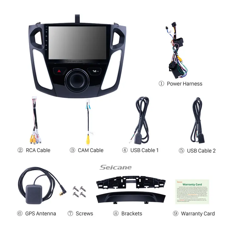 Автомагнитола Seicane 2 + 32 ГБ Android 10 0 для Ford Focus 3 2011 2019 GPS навигация мультимедийный
