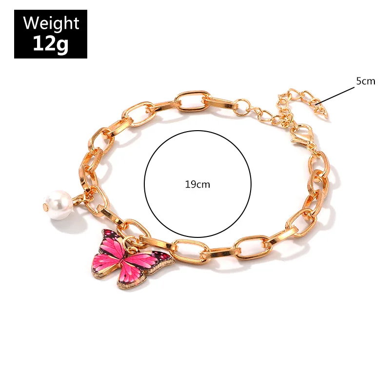 

Cute Romantic Butterfly Charm Bracelet for Women Gold Link Chain Bracelet with Pearl Fashion Animal Bracelets Woman 2020 New