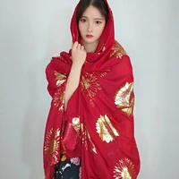 180130cm large red scarf flowers pattern female vintage gilding spring summer thin sunscreen scarf hijabs shawls