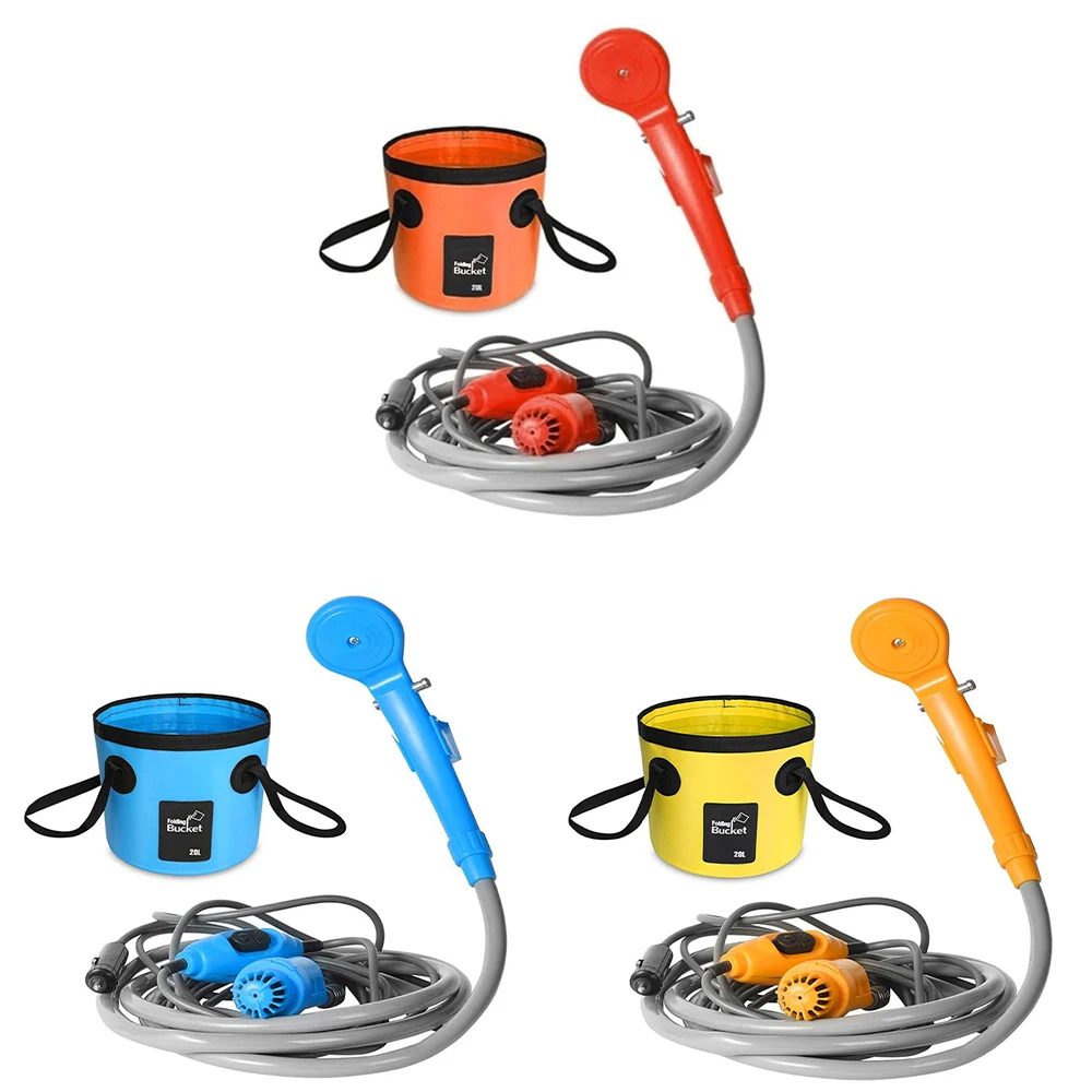 

Car Washer Shower Set DC12V Portable Electric Pump Sprayer Outdoor Camping Travel Car Washer Hiking Pet Washer 20L Bucket