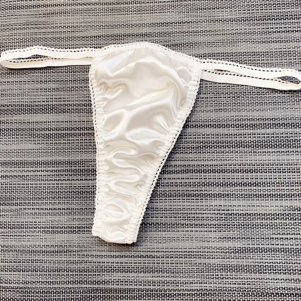 

T back Men G-string Briefs Artificial Silk Briefs Bikini sissy Low Waist Underwear gays Breathable Underpants fashion Male Thong