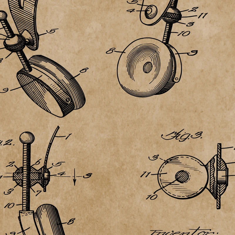 Запатентованные винтажные постеры и принты для записи музыки микрофон наушники