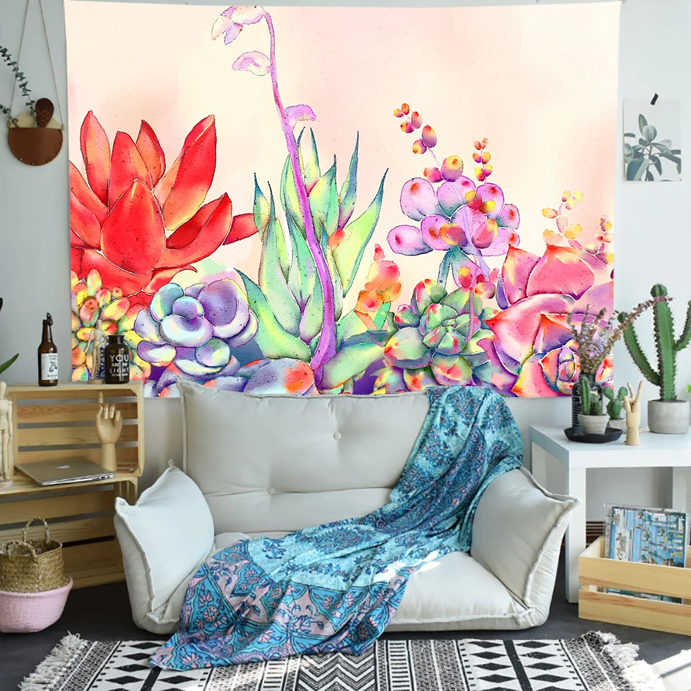 Simsant Cactus Tapestry Flowers and Plants Forest Art Wall Hanging Tapestries for Living Room Bedroom Home Dorm Decor Banner | Дом и сад