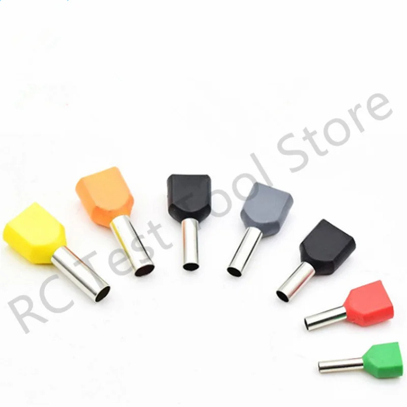 

100Pcs Wire Ferrules End Sleeve Double Cord Terminal Copper Insulated Crimp Splice Terminals Connector TE0508 7508 1008 2508