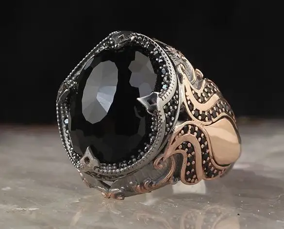 

Mens Handmade Ring-Cubic Zircon-925K-Sterling Silver Handmade Silver Ring-Mens Silver Ring-Turkish Handmade Silver ring