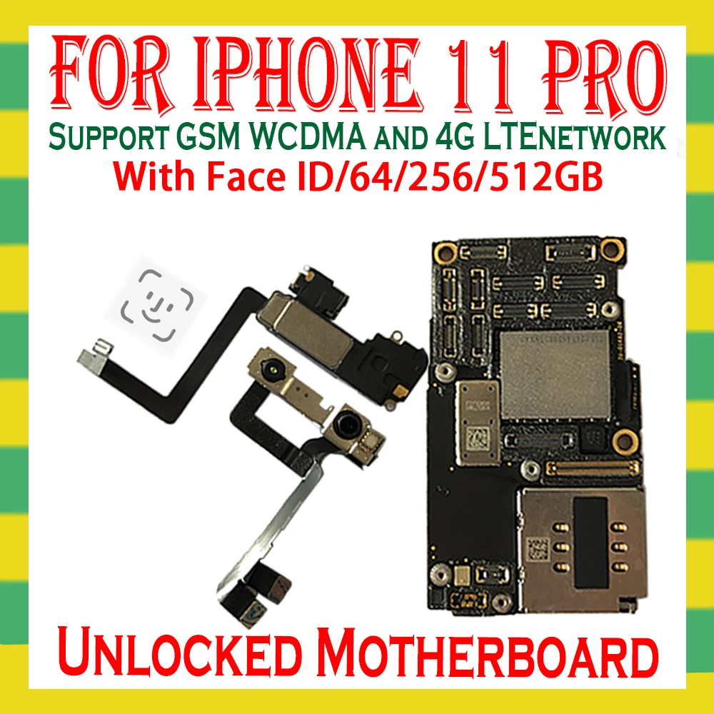 Разблокированная материнская плата для iphone 11 pro с/без Face ID с полными ЧИПАМИ 64 ГБ 256