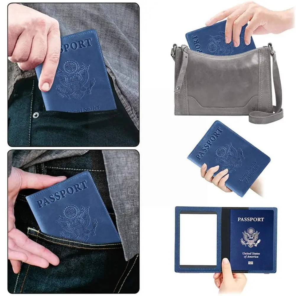 

Passport Cover PU Leather Credit Card Slots Porte-Passeport Cover Men Women Passports Organizer for Travel 140*105mm F8K8