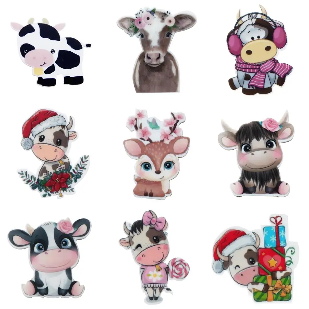 

Cute Cow Pattern Acrylic Flatback Planar Resin DIY Sew Bow-knot Gift Phone Shell Decoration Crafts Jewelry Accessories,5Yc18267