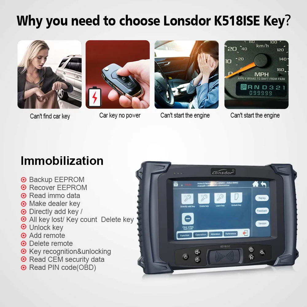 Программатор ключей Lonsdor k518ise K518 для всех марок с функцией регулировки одометра