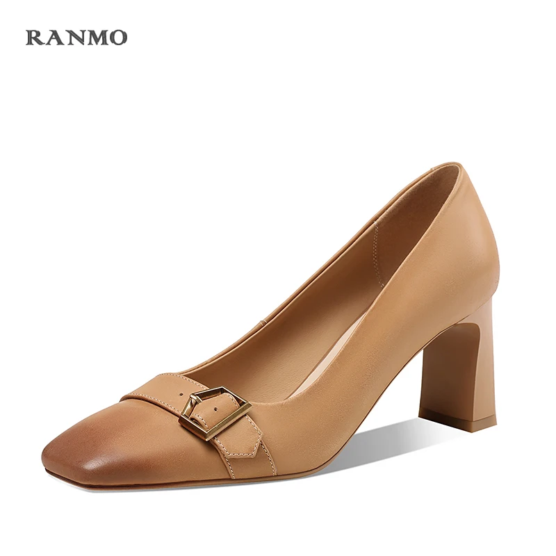 

2021 Shallow Women Shoes Newest Genuine Leather High Heels Pumps Classic Design Wedding Working Basic Shoes Woman Party Shose