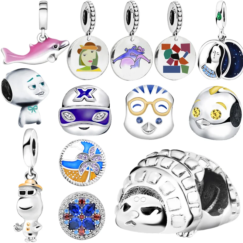 

2021 Winter Fashion 925 Sterling Silver Bead Gold Cat Sunglasses Arrogant Men Charm Pandent Fit Original Pandora Bracelet
