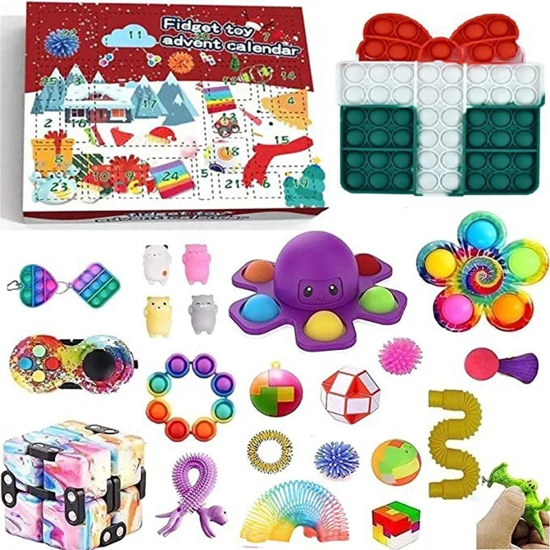

New Advent Calendar 2021 Christmas Toy For Kid Countdown Calendar 24 Days Xmas Toys Christmas Push Bubbles Toy Pack Gift Noel