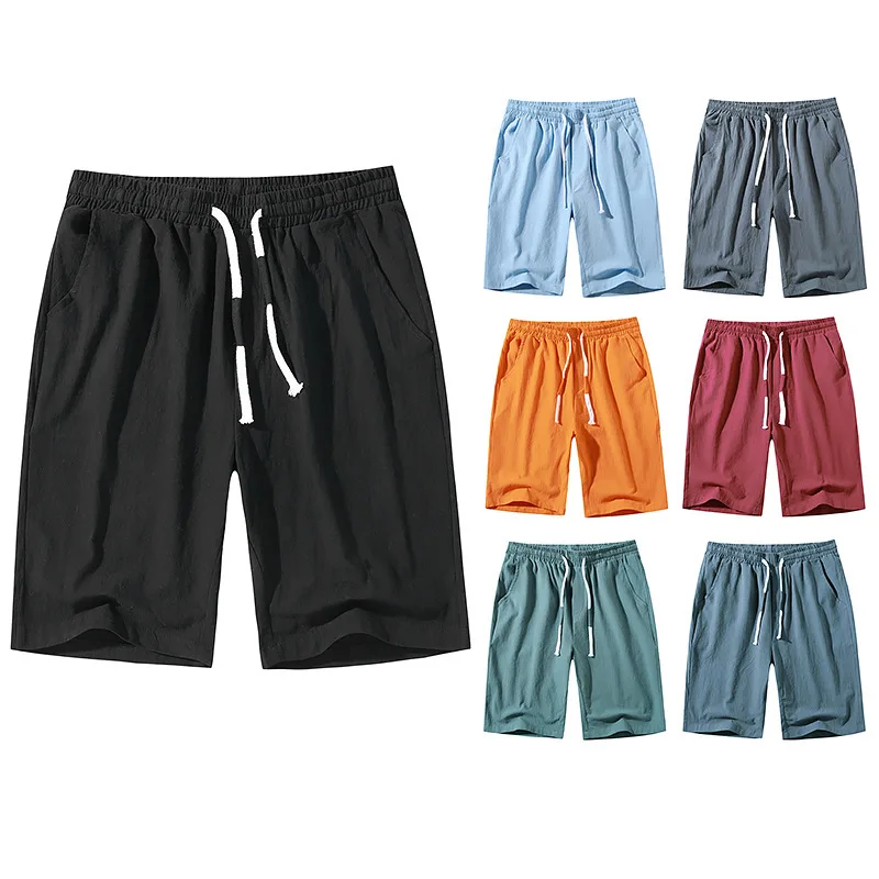 

Shorts Men 2021 Summer New High Quality Men's Pure Color Cotton Lace-up Stretch Shorts for Men