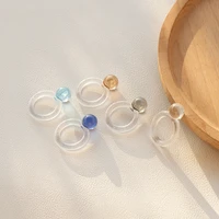 2021 new korean trend transparent spherical clear multi color cute sweet and individuality resin ring women jewelry party