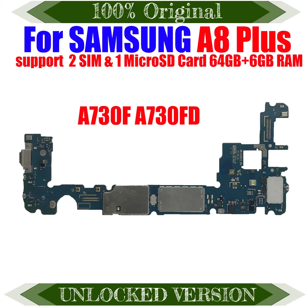 Оригинальная разблокированная материнская плата для Samsung Galaxy A8 PLUS 2018 A730 A730F/DS A730F с