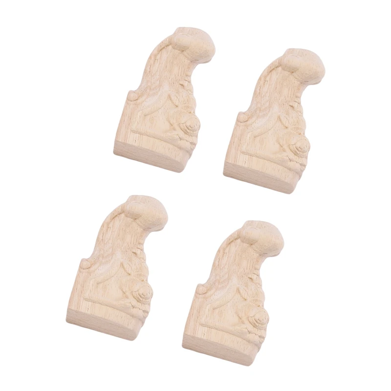 

4PCS 10x6cm European Style Solid Wood Carved Furniture Foot Legs TV Cabinet Seat Feets