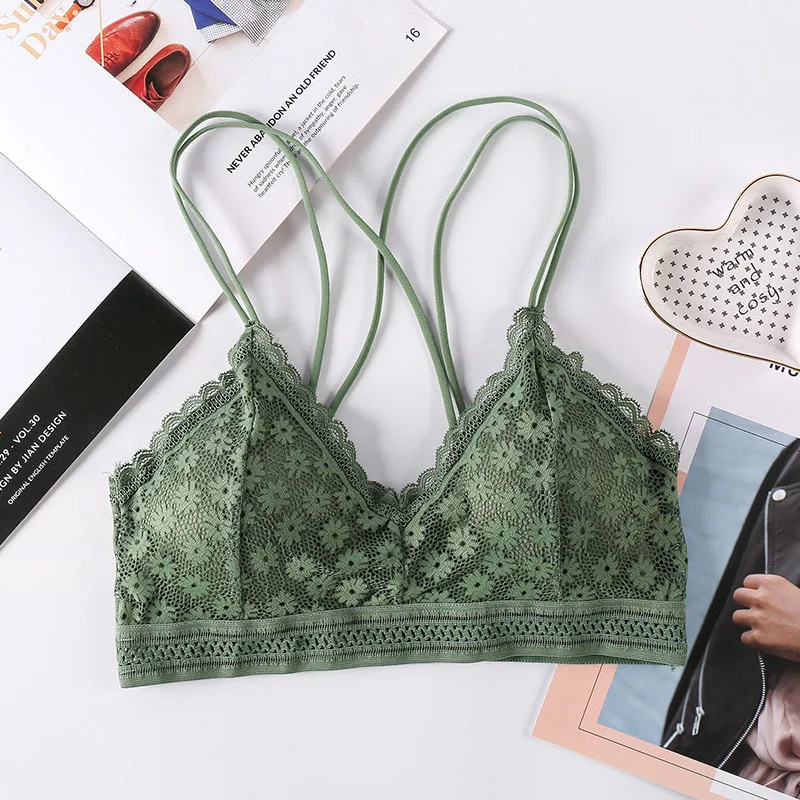 

Lace Bralette Sexy Bras for Women Floral Wire Free Push Up Bra Half CupTriangle Bralette Women Lingerie Ladies NoSteel Ring Bra