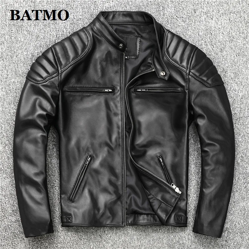 

BATMO natural leather jackets men,men's slim real sheepskin jackets ,plus-size S-4XL 1906