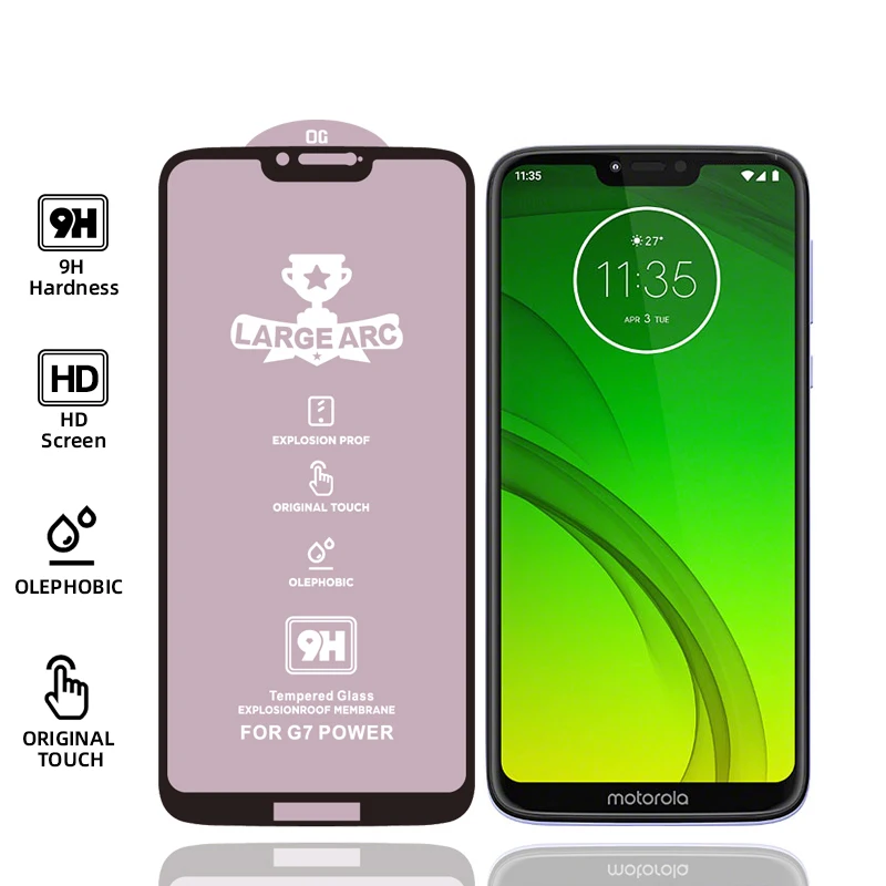 new curve Protector YISHANGOU 9D полное покрытие закаленное стекло HD экран протектор для Motorola Moto G7 Play G7 power Moto E4 Plus/G6/G5S Plys/E5 Plus - Цвет: new curve Protector