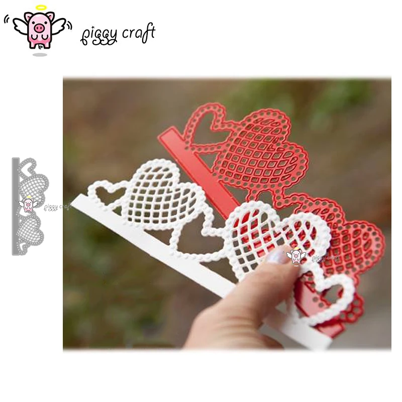 

Piggy Craft metal cutting dies cut die mold Grid heart frame edge Scrapbook paper craft knife mould blade punch stencils dies