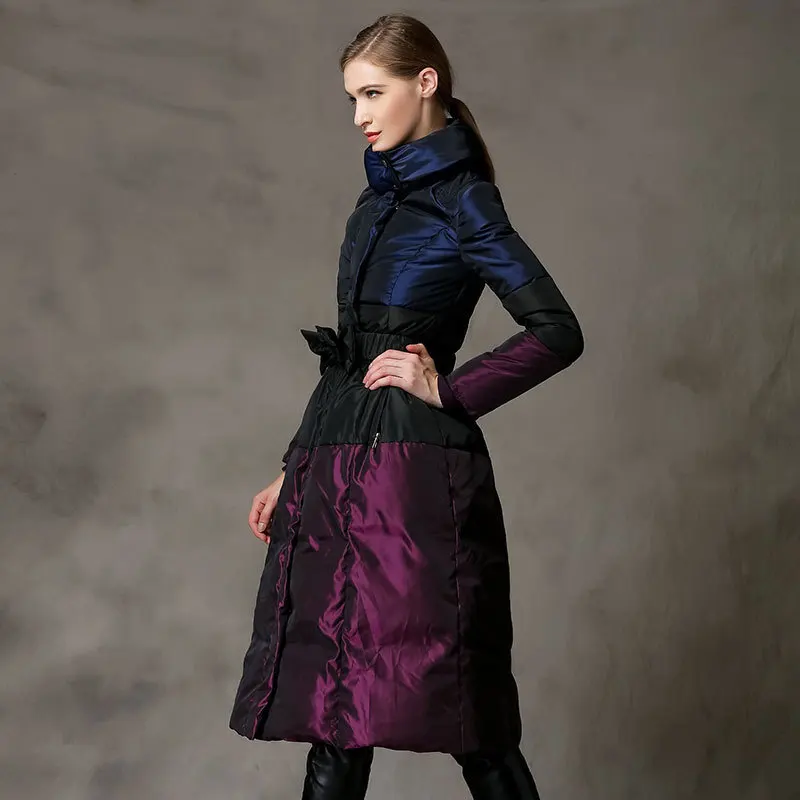 LANMREM Autumn And Winter New Products Fashion Color Matching High-end Slim Thick Long Down Jacket Women PB204