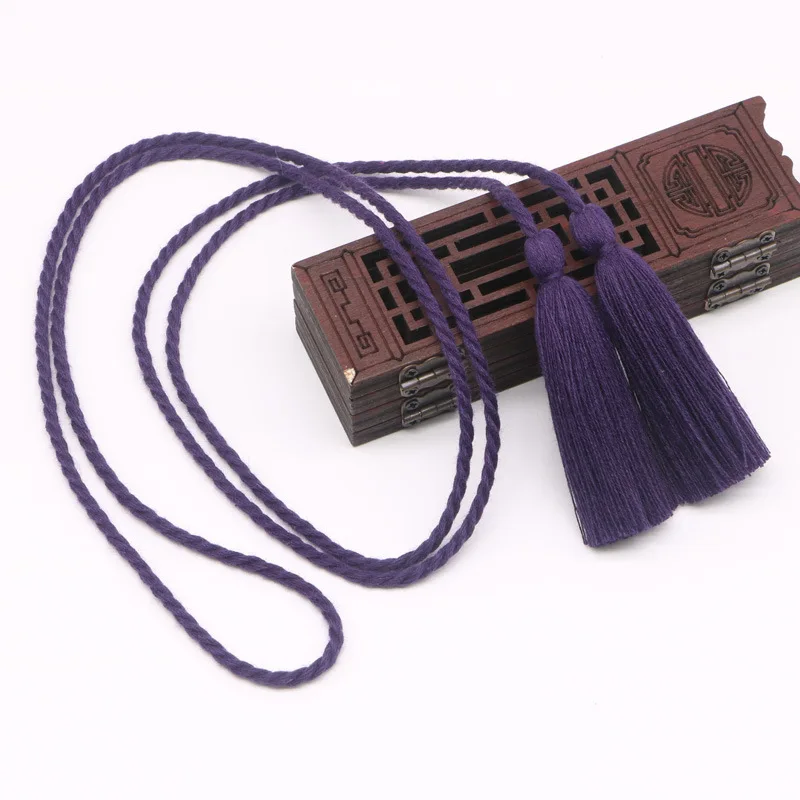 2 шт. двухконцевые длинные 134 см Tieback кисточки DIY ремесла Ювелирные изделия занавес одежды Декор шелковый шнур изолента кисточки кулон - Цвет: Purple green