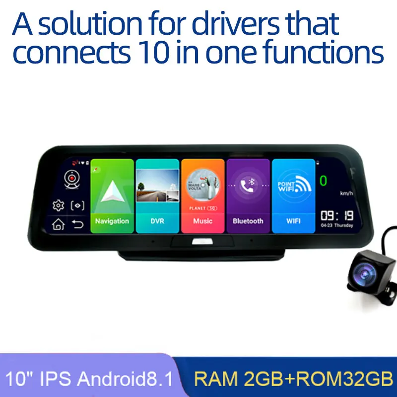 10 &quot4G ADAS Автомобильный видеорегистратор Android 8 1 GPS навигатор монитор парковки WiFi