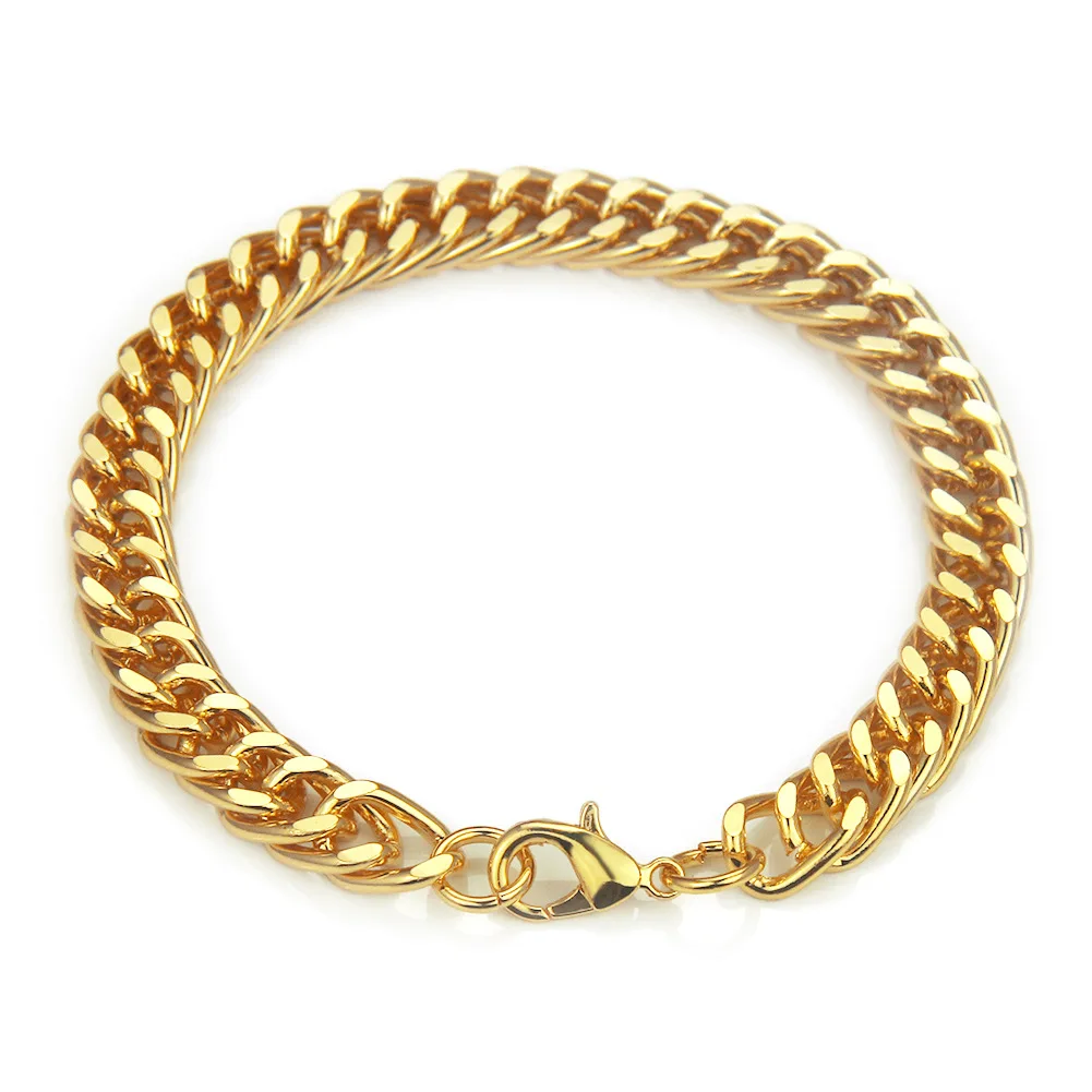 

2021 Quick Sale Hot Style Europe And America Hip Hop Fashion Aggressive Thick Bracelet With Gold Plating